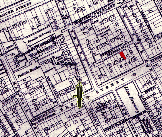 Map location, cholera case, Soho