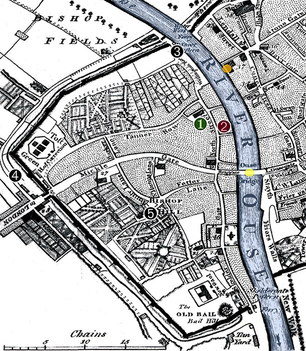 Hargrove map of 1818 with Snow sites