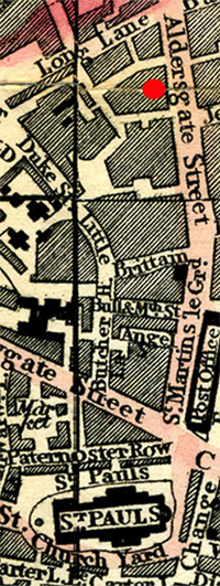 Map of Aldersgate Street Medical School, 1846