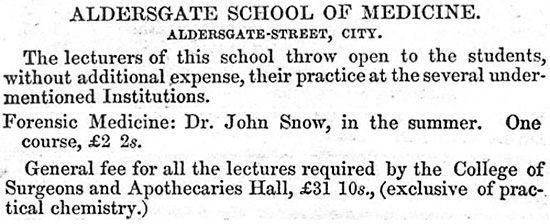 Summer Session listing at Aldersgate School of Medicine, 1847 