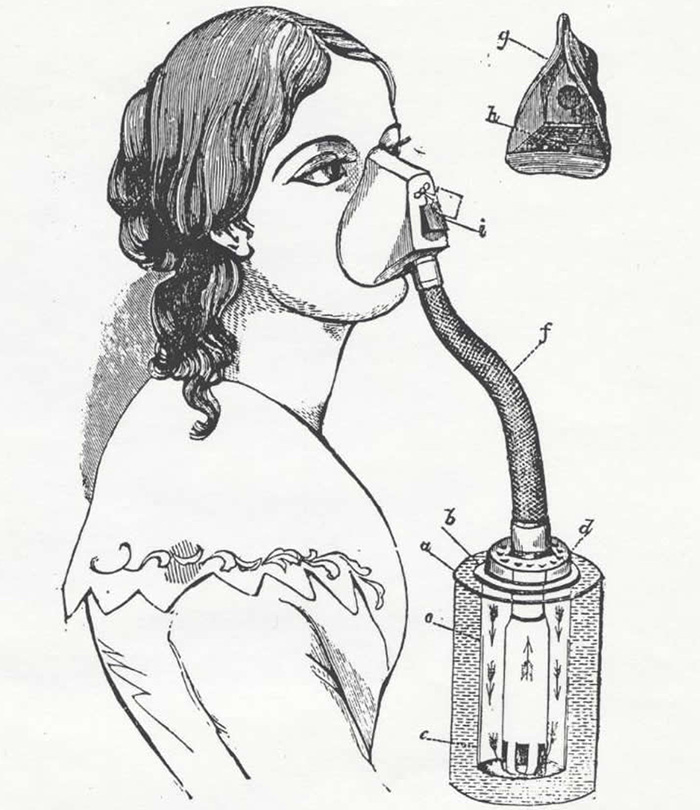 Image of face mask and anesthetic dispenser