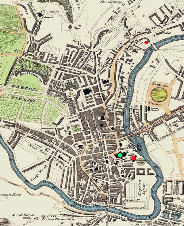 Bath, 1836 map, Empson homes