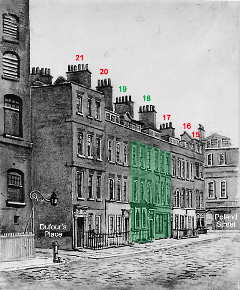 buildings across street from pub in 1830s-40s