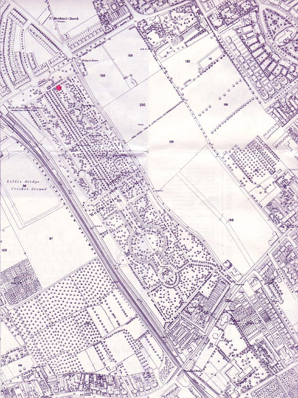 Brompton Cemetery, Old Ordnance Map, 1865
