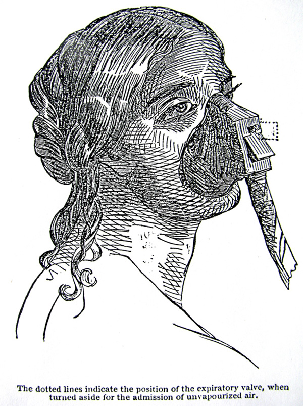Respiratory inhaler mask for chloroform and ether