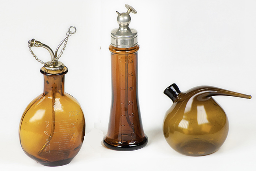 Chloroform drop flasks and a drop bottle with control valve
