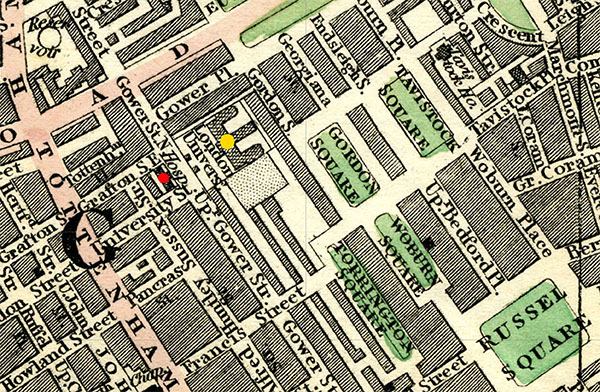 map of University College Hospital, 1846