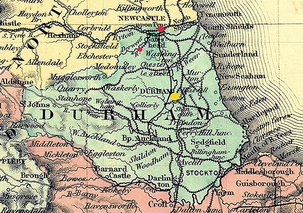 Map of County Durham, 1856