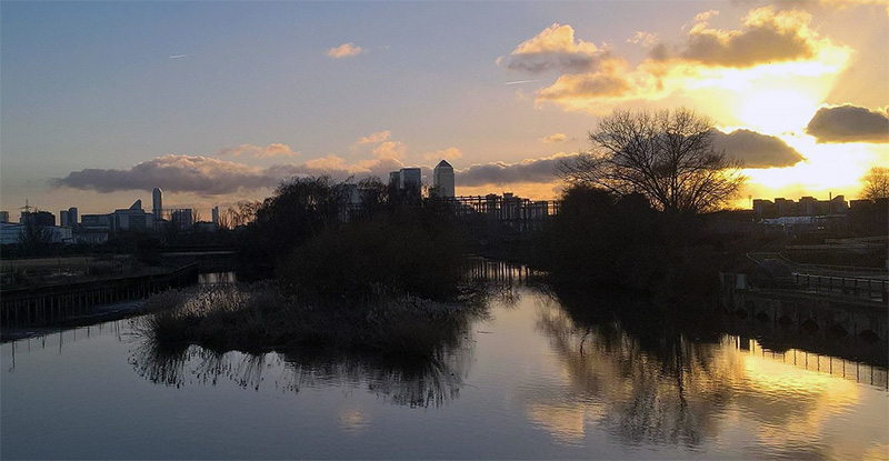 Island site of Abbey Mill in Channelsea River