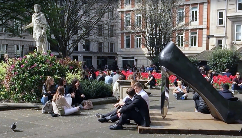 George II statue and stelleto heel in Golden Square