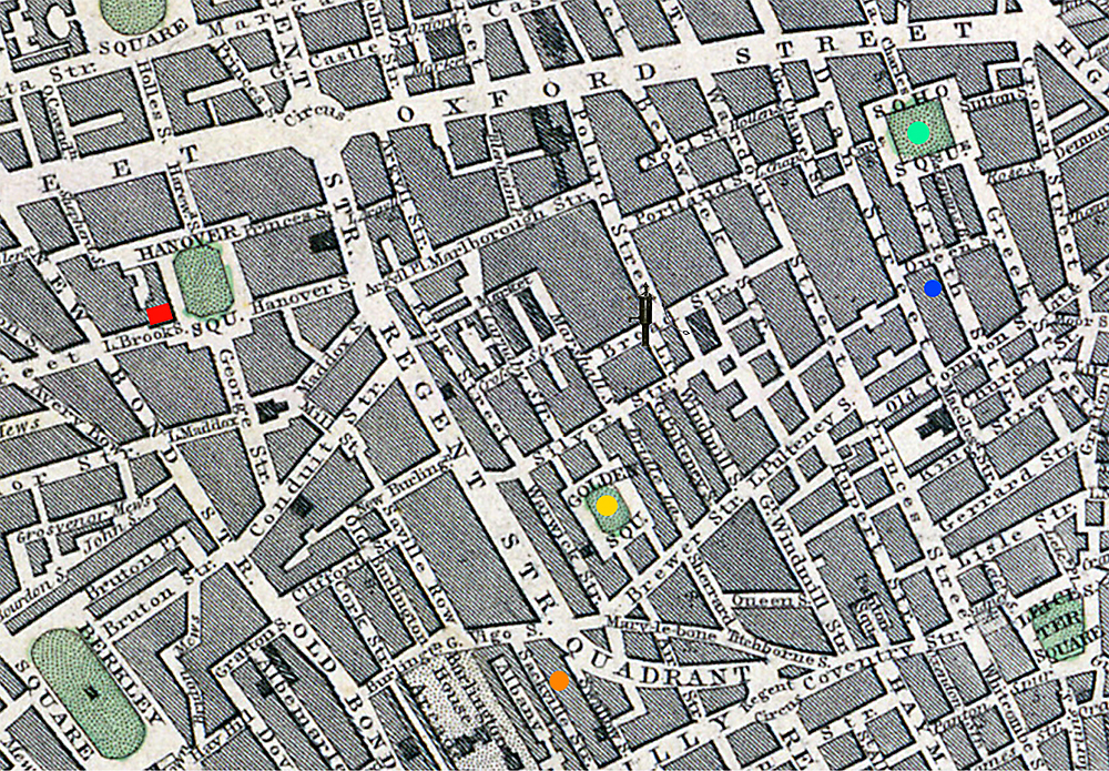map of  Epidemiological Society of London meeting hall