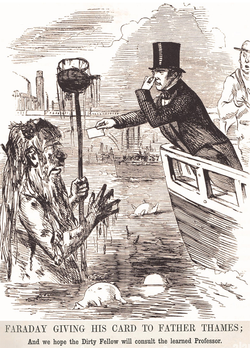 Faraday holding his nose, Father Thames, 1855