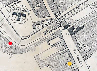 Map of Mary and Hannah's school and Snow home, York