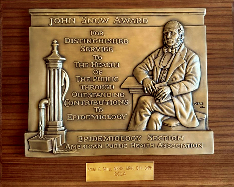 2024 APHA JohnSnow Award Plaque