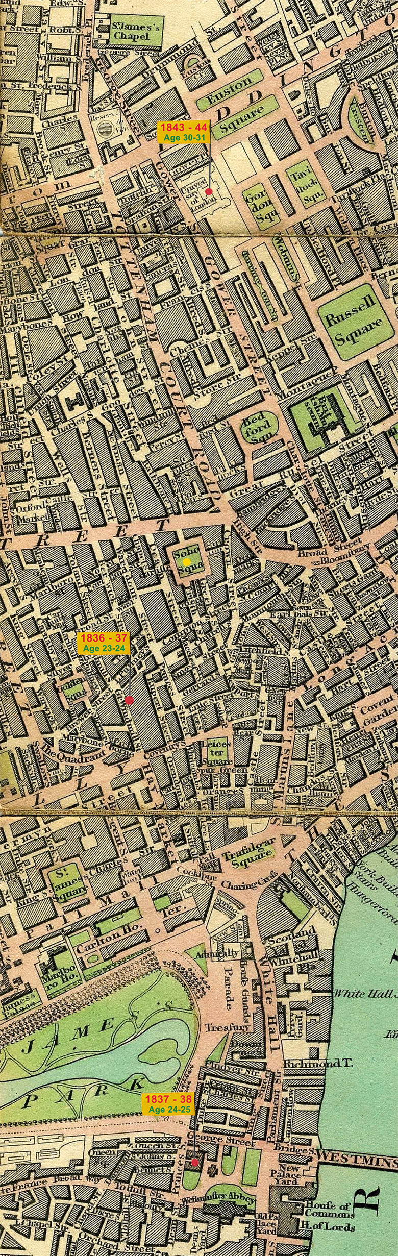 Sites of medical education in London