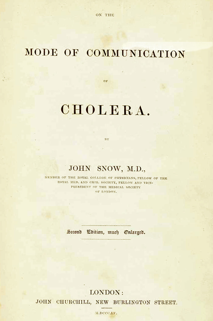 Book cover: On the Mode of communication of Cholera, 1855