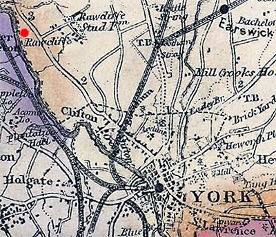 1875 map of Rawcliffe in relationship to York