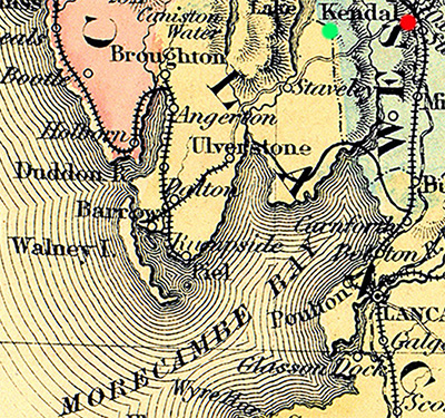 map of Underbarrow and Kendal, Westmorland County