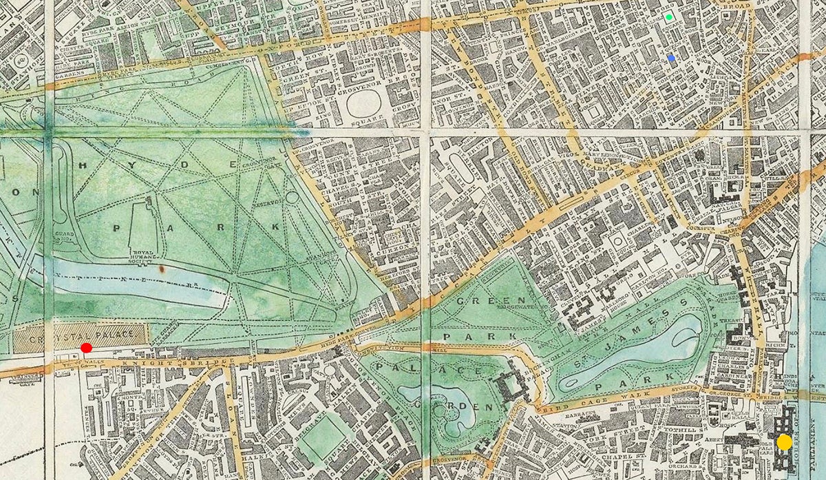 Wylds New Plan of London 1851 map