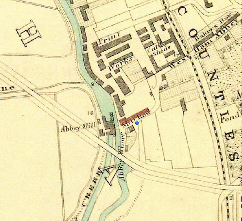 Map of Abbey Mill and Shift Row, 1862
