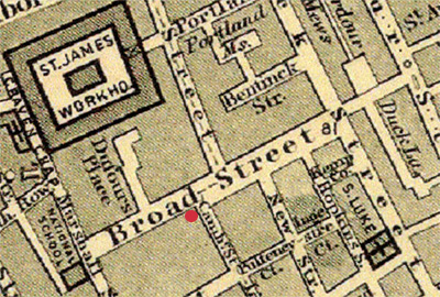 Stanfords map, broad street pump