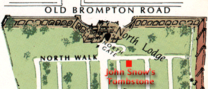 Map of John Snow site in Brompton Cemetery