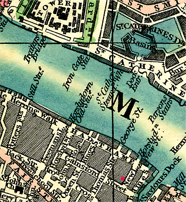 First cholera case in 1848, map
