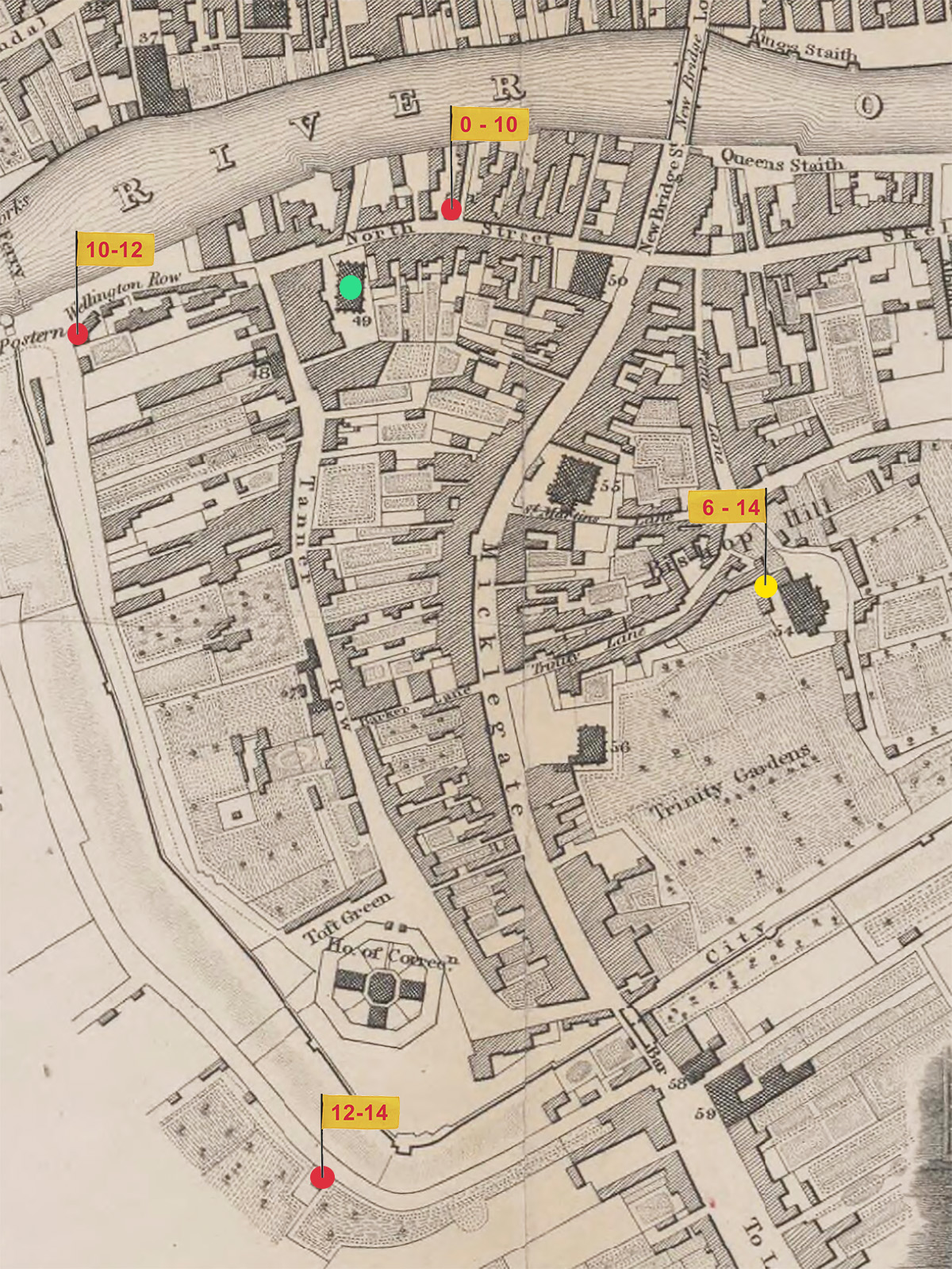locations where John Snow lived, 0-14