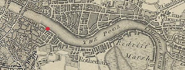 Horselydown dock, map