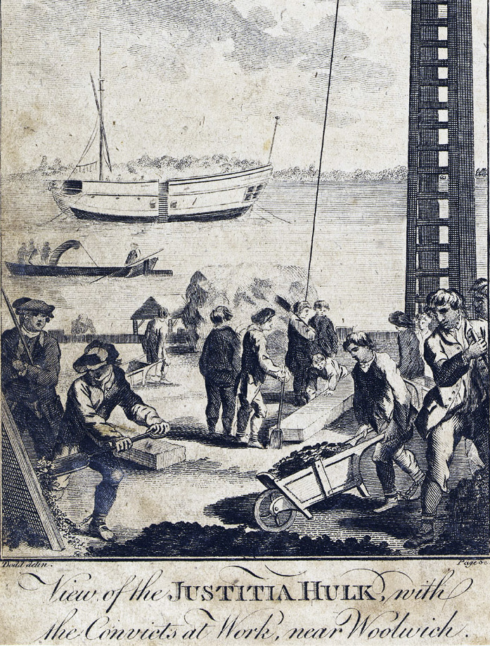 Prisoners at work, hulk Justitia