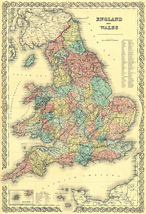 J.H. Colton's map of England and Wales, 1856