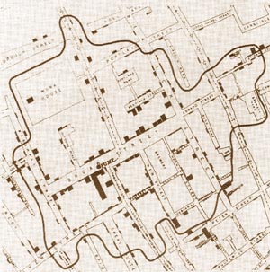 Snow's map of Broad Street Pump area