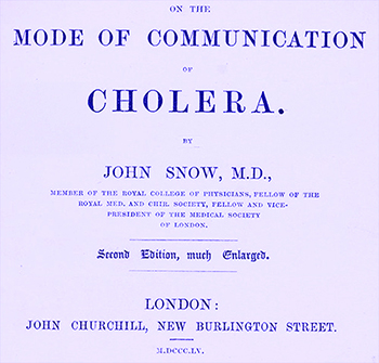 Snow's book cover, On the Mode of Communication of Cholera