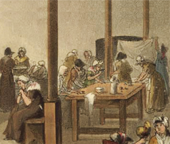 Interior of Poland Street workhouse, 1809
