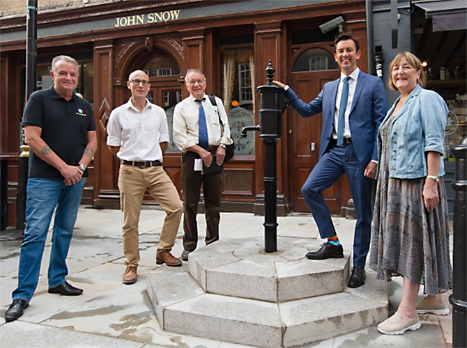 committee commemorating return of pump to correct location, 2018