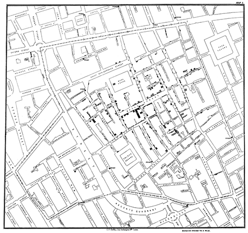 Map 1, John Snow's 1855 book