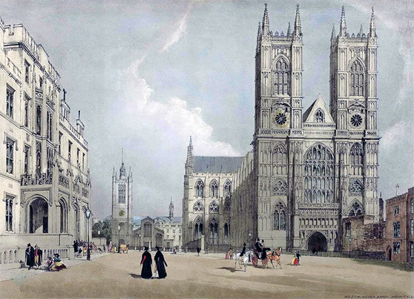 image of Westminster Hospital and Westminster Abbey in 1834