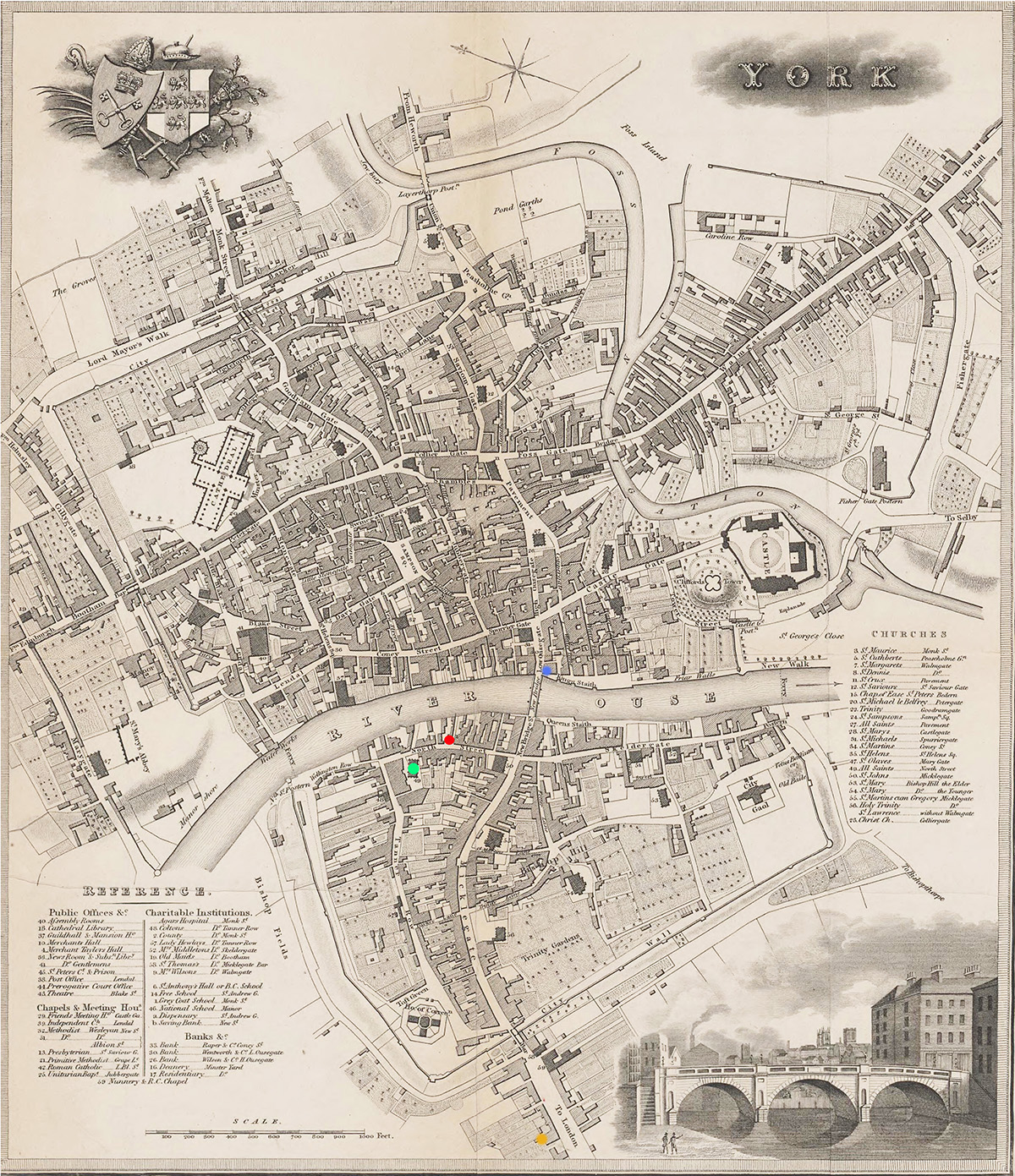 York Map of 1822, JS's home and church