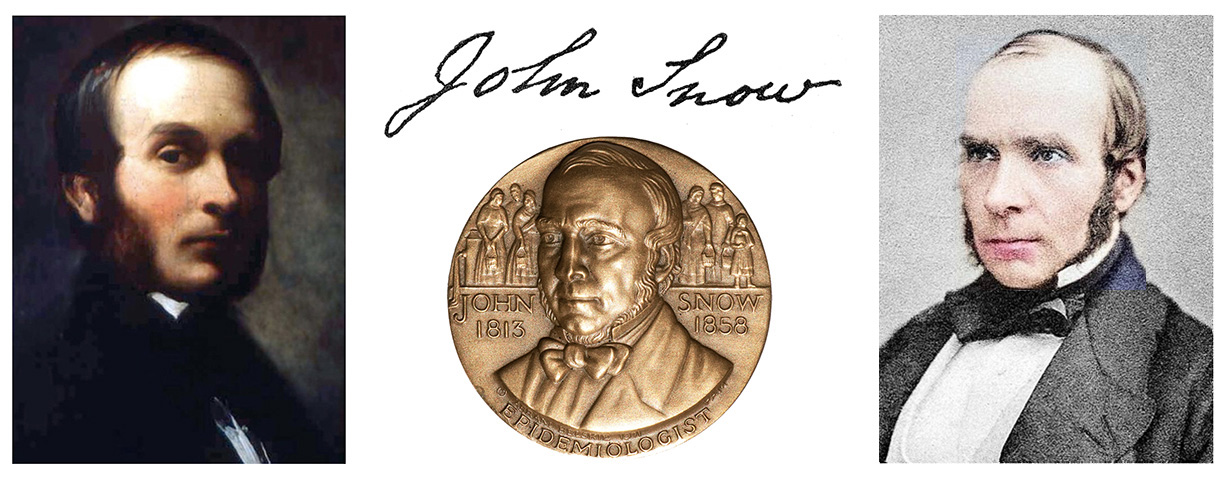 John Snow portrait, 1846; John Snow medal John Snow photo, 1857 